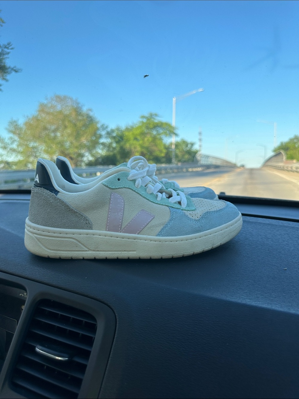 Veja V-10 Sneakers in Mint, Light Blue & Pale Pink
